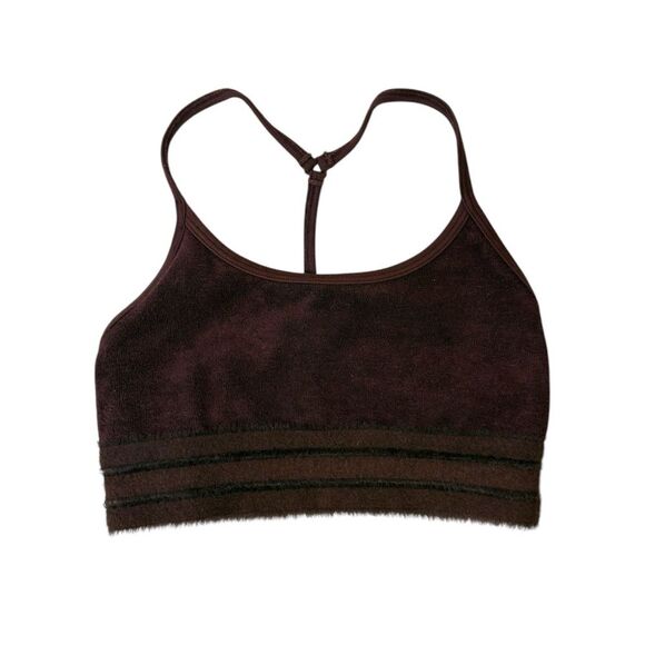 ALO YOGA Seamless Luxe Terry Cuddle Bra Women's Size XS‎ Cherry Cola - Picture 2 of 6